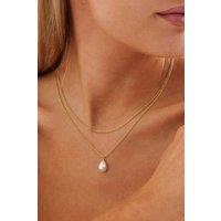 Serla Women's Gold Plated Pearl Layered Necklace