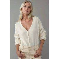 Hiccup Women's Ultra Soft V-neck Buttoned Dual-use Cardigan in Beige | Size: Large