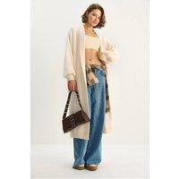 Bianco Lucci Women's Oversize Knit Cardigan in Cream