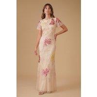 Oasis Women's Fan Floral Embellished Angel Sleeve Maxi Dress | Size: 12