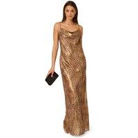 Adrianna by Adrianna Papell Women's Printed Chiffon Long Dress in Brown | Size: 12