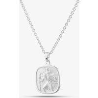 T.H.Baker Women's Silver Double-Sided St Christopher Square Necklace P30-8035-SC1118 | Size: 18 inches