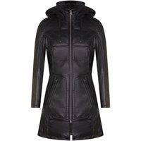Infinity Leather Women's Leather Hooded Quilted Parka Coat-Olney in Black | Size: 22