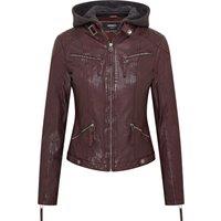 Infinity Leather Women's Hooded Classic Biker Jacket - Brazzaville in Burgundy | Size: 18