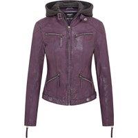Infinity Leather Women's Hooded Classic Biker Jacket - Brazzaville in Purple | Size: 14
