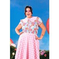 Hell Bunny Women's Care Bears Collaboration Spring Summer Picnic Bear Blouse Black in Blue