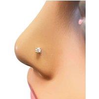 Raina Jewels Women's 18ct Gold Round Diamond Nose Stud Pin 0.07ct 4 claw 2.6mm in Yellow