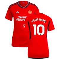 Manchester United FC Women's Womens 2023 2024 Man Utd Home Shirt Your Name in Red | Size: Large