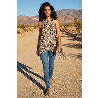 Roman Women's Animal Print Wrap Hem Tunic Top in Natural | Size: 10