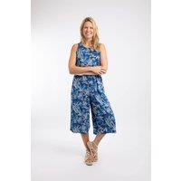Weird Fish Women's Nalani Printed Viscose Jumpsuit in Dark Indigo | Size: 16