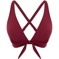 WOVCOR Women's Bow Detail Triangle Bikini Top in Burgundy | Size: 14