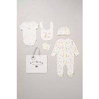Rock a Bye Baby Cotton 5-Piece Baby Gift Set in Cream | Size: 0-3 m