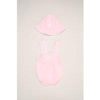Rock a Bye Baby Girl's Star Romper & Hat Outfit Set in Pink | Size: 6-9 m