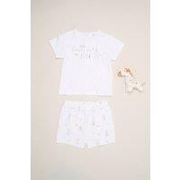 Rock a Bye Baby Born in 2026 Print T-Shirt, Shorts & Plush Toy in White | Size: 6-9 m
