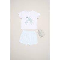 Rock a Bye Baby Turtle Print T-Shirt, Shorts & Plush Toy in White | Size: 0-3 m