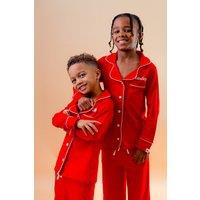 Lulabay Personalised Jersey Long Pyjamas in Red | Size: 1-2 Years