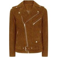 TruClothing Men's Brando Slim Cross Zip Suede Leather Jacket in Camel | Size: 5XL