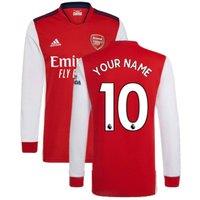 Arsenal FC Men's Mens 2021 2022 Long Sleeve Home Shirt Your Name in Red | Size: Small
