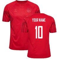 Denmark Men's Mens 2022 2023 Home Jersey Your Name in Red | Size: 2XL