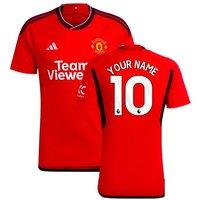Manchester United FC Men's Mens 2023 2024 Man Utd Home Shirt Your Name in Red | Size: Large