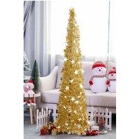 Living and Home Tinsel Christmas Tree Decoration Collapsible 1.2M Adjustable in Gold