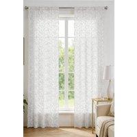 Living and Home White Floral Lace Sheer Curtains, 2-Panel Set | Size: 125 cm width x 175 cm drop