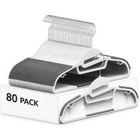 Dyzi 80 Pack White Plastic Coat Hangers Non Slip Heavy Duty