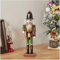 Living and Home Wooden Nutcracker Soldier Figurine Christmas Ornament in Yellow