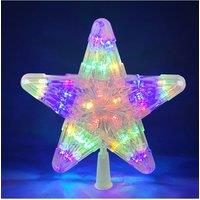 Living and Home 9.45in Christmas LED Star Tree Topper Colorful Flash Xmas Tree Decoration in Clear