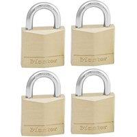Master Lock Solid Brass 30Mm Padlock 4-Pin - Keyed Alike X 4 in Gold