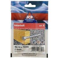 JCP CONSTRUCTION PRODUCTS Ankerbolts Hexagon Head Bzp - 10/12 x 75mm - Box of 20 in Blue