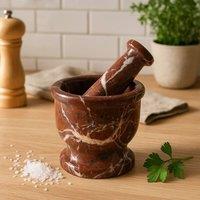 Orsina Salmo Red Marble Mortar & Pestle