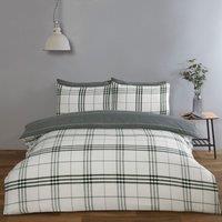 Rapport Home Harris Check Polyester Duvet Cover Set with Pillowcase in Grey | Size: Double