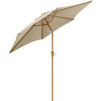 Christow Garden Parasol 2.4m Tilting Outdoor Umbrella Steel Pole Wood Effect Finish UV30+ in Brown