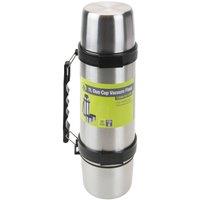 VFM e-Store Duo Cup Vacuum Flask 1L Stainless Steel Outdoor Leisure in Silver