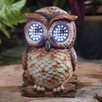 Marco Paul Solar Blinkin Owl Garden Ornament in Brown | Size: 15 cm