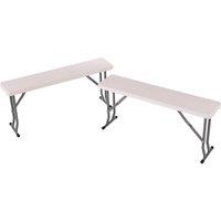 Oypla 2x 3ft Folding Outdoor Trestle Bench in White
