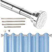 ATEK Extendable Shower Curtain Rod Stainless Steel Adjustable Tension Pole in Silver | Size: 240 cm