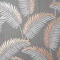 Fine Dcor Cascade Leaf Wallpaper in Mid Grey