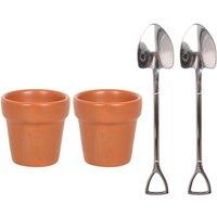 Something Different Plant Pot Egg Cup Set in Dark Brown