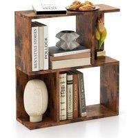 Costway 3-Tier Bookshelf Display Shelf for Small Space Freestanding Side Table Rustic Brown
