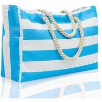 Nordara Blue Extra Large Waterproof Beach Tote Bag with Zip for Women