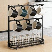 Nordara Black Metal Vintage Coffee Mug Rack Storage Stand with 14 Hooks