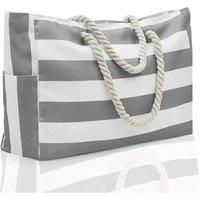 Nordara Gray Extra Large Waterproof Beach Tote Bag with Zip for Women in Grey