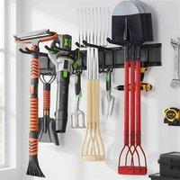 SPETLEK 2x Wall Mounted Tool Holder Storage Rack for Garage Garden in Black