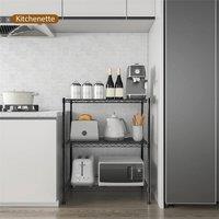 Nordara Shelving Rack 3 Tier Storage Shelf Unit Stand Kitchen Office Garage in Black
