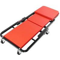 SPETLEK Foldable 2 in 1 Mechanics Padded Car Creeper Trolley Stool in Red