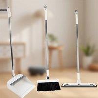 SPETLEK Long Handled Dustpan & Brush Set Metal Handle Dust Pan