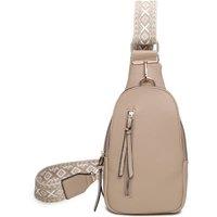 Fontanella Fashion Duo PU Crossbody Sling Bag with Canvas Strap in Camel