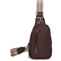 Fontanella Fashion Duo PU Crossbody Sling Bag with Canvas Strap in Chocolate